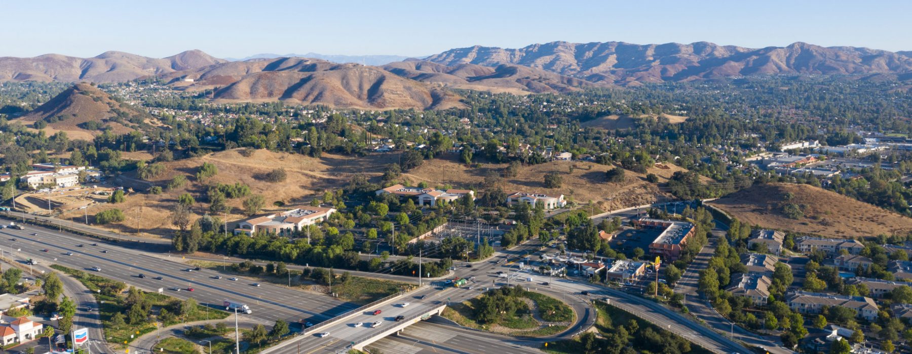 A view of the freeway from above.